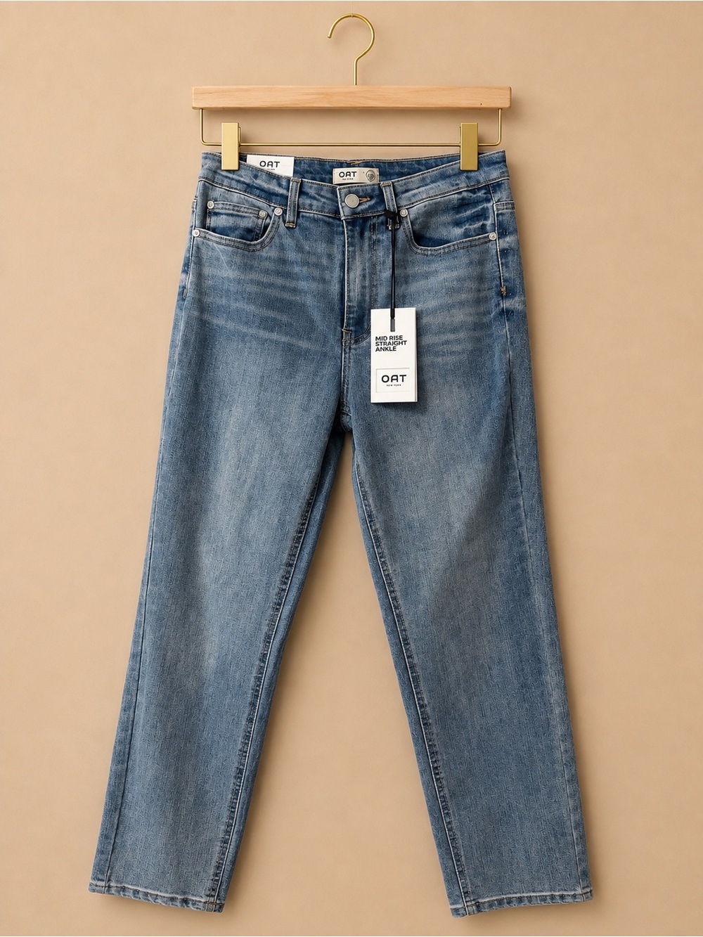 Oat New York Classic Straight Leg Jeans in Light Blue Wash